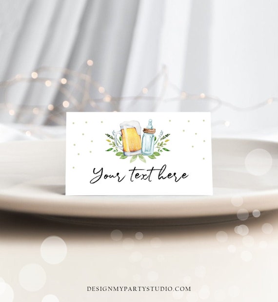 Editable Baby is Brewing Food Labels Tent Place Card Escort Card Gender Neutral Greenery Brewing Baby Shower Printable Corjl Template 0190 Il_570xn
