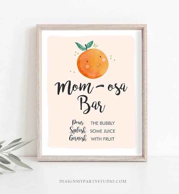 Mom-osa Bar Sign Orange Baby Shower Little Cutie Couples Shower Decor Citrus Gender Neutral Table Sign Orange 8x10 Download PRINTABLE 0330 Il_570xn