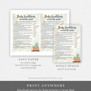 Editable Baby Traditions Around the World Baby Shower Game Card Travel Adventure Journey Activity Printable Download Template Corjl 0263 image 4