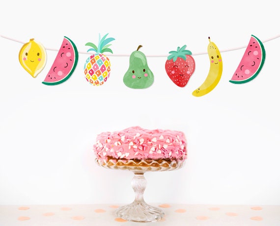 Fruit Birthday Banner Fruit Birthday Garland Two-tti Frutti Birthday Decor Party Decorations Fruits Fruit Banner DIY PRINTABLE Digital 0139 Il_570xn