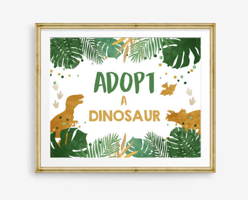 adopt-a-dinosaur-sign-table-decor-dinosaur-birthday-dinosaur-etsy