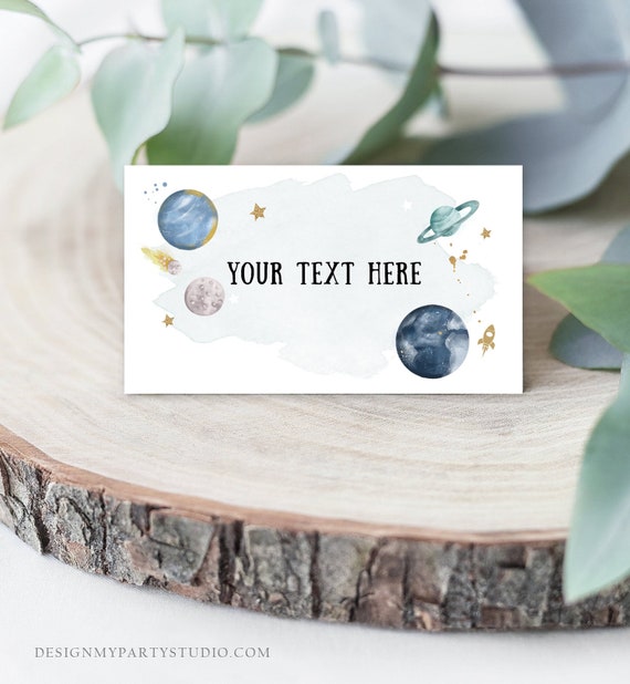 Editable Food Labels Outer Space Birthday Galaxy Food Labels Place Card Tent Card Escort Card Astronaut Around the Sun Template Corjl 0357 Il_570xn