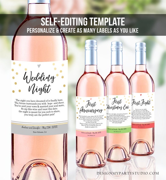 Editable Wine Labels Wedding Milestones Wedding Wine Labels - Etsy New  Zealand