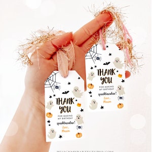 Editable Halloween Birthday Thank You Favor Tags Costume Party Boy Girl ...