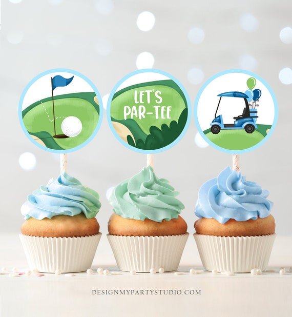 Golf Cupcake Toppers Golf Birthday Boy Hole in One Birthday Etsy
