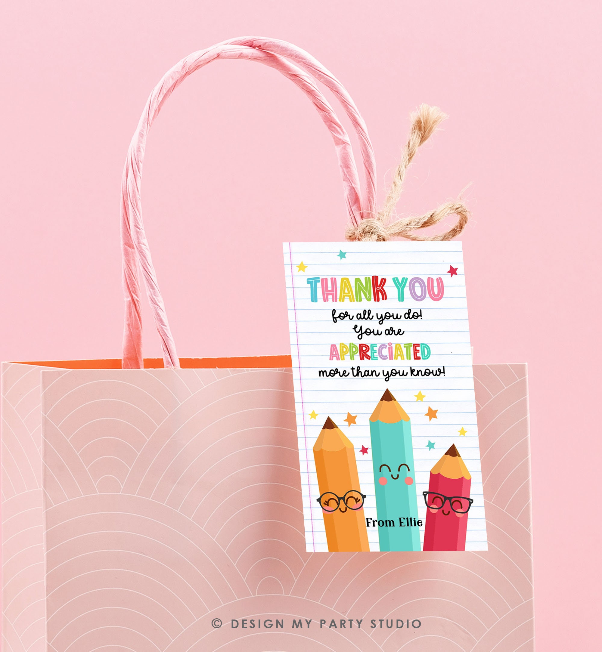 Editable Teacher Appreciation Tag Teacher Tag Thank You Gift Tag End of ...