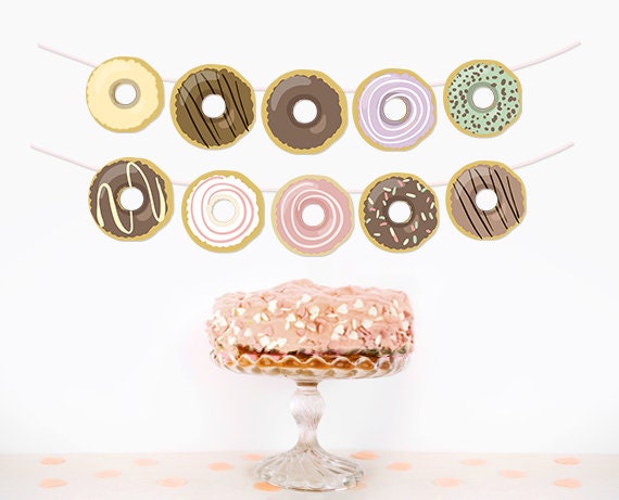 Donut Garland Donut Birthday Party Donut Decor First Birthday Donut Baby Shower Sprinkle Gender Neutral PRINTABLE Digital 0050 0320 Il_570xn