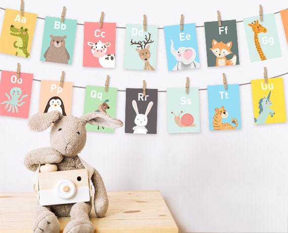 Alphabet Flash Cards Animal Alphabet Card Set Instant Animal Alphabet