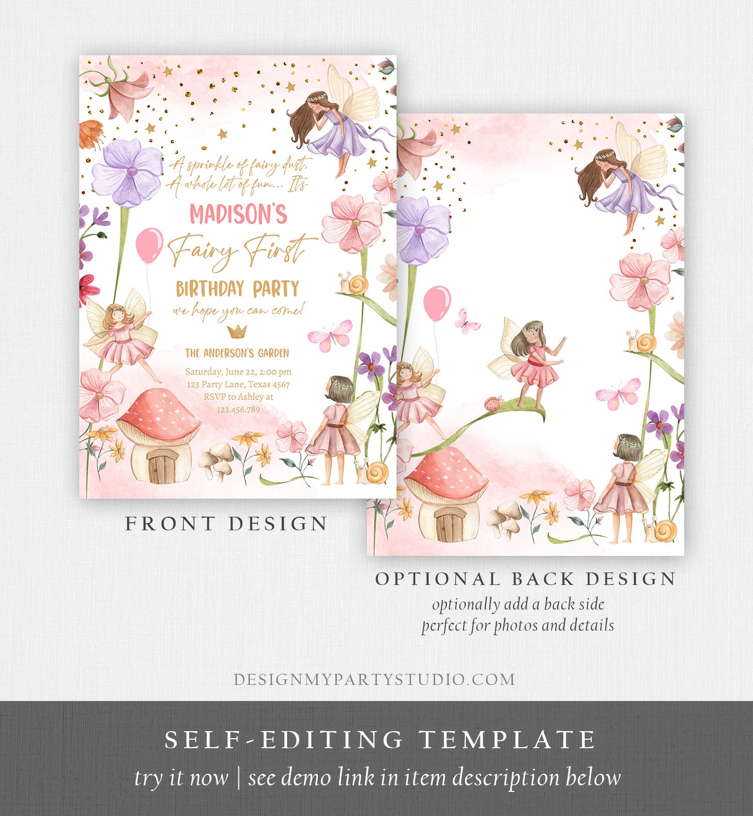 Editable Fairy First Birthday Invitation Fairy Garden Birthday Fairy Forest Girl 1st Birthday Magical Download Printable Template Corjl 0406 - Etsy editable-fairy-first-birthday-invitation-fairy-garden-birthday-fairy-forest-girl-1st-birthday-magical-download-printable-template-corjl-0406-etsy