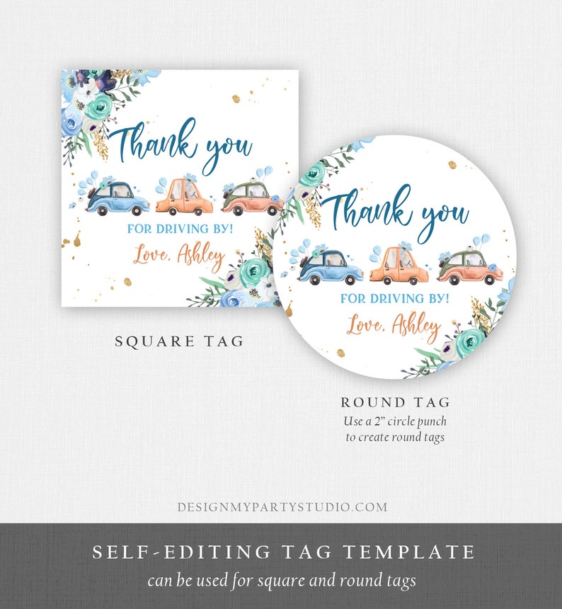 Editable Drive By Favor Tag Thank You Driving By Baby Shower Etsy