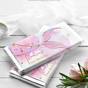 Editable Mermaid Chocolate Bar Wrapper Candy Bar Label Mermaid Tail ...