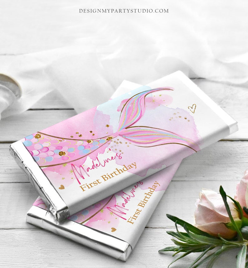 Editable Mermaid Chocolate Bar Wrapper Candy Bar Label Mermaid Tail ...