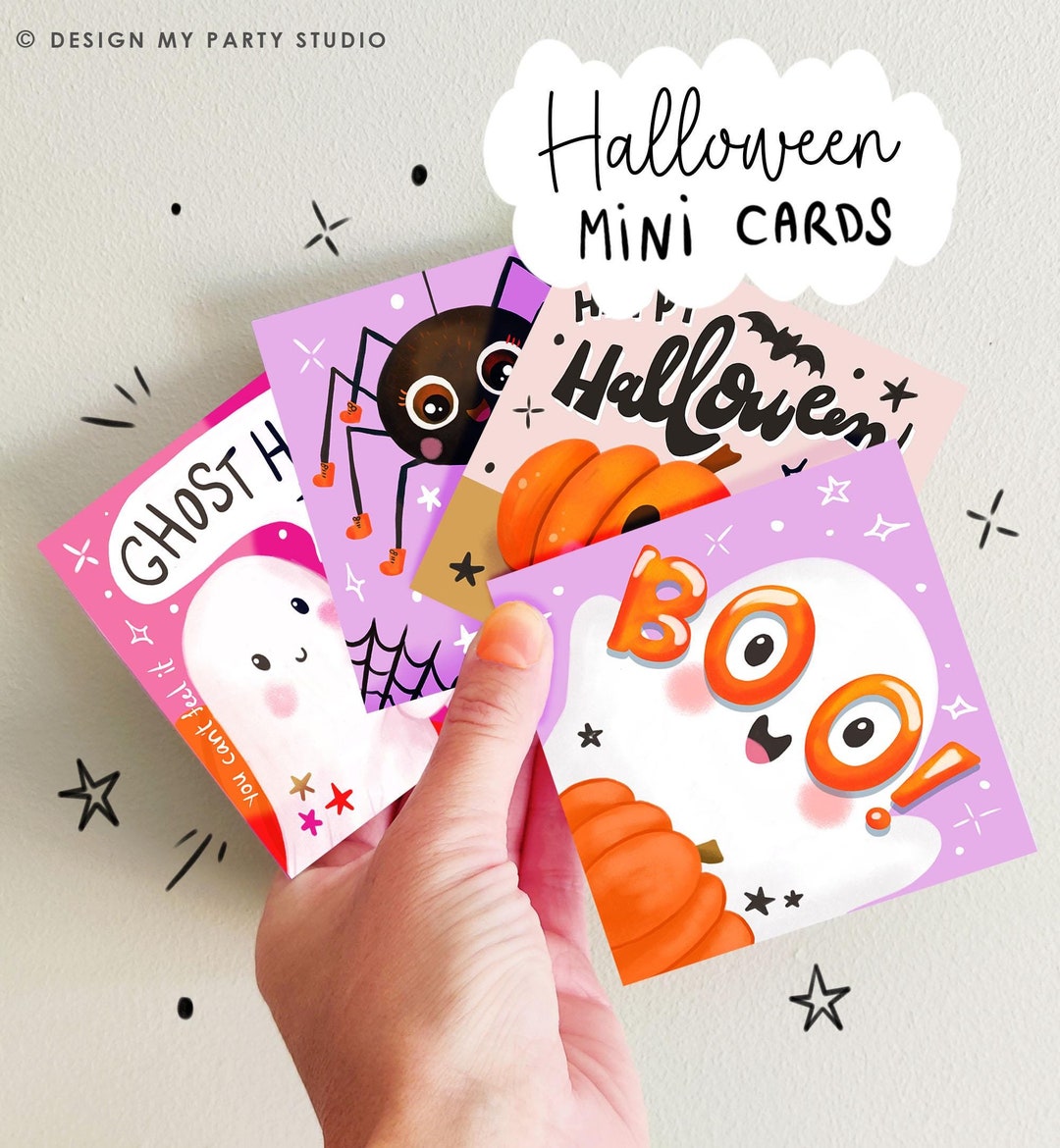 Halloween Mini Cards Halloween Favor Tags Lunch Box Notes Cute ...