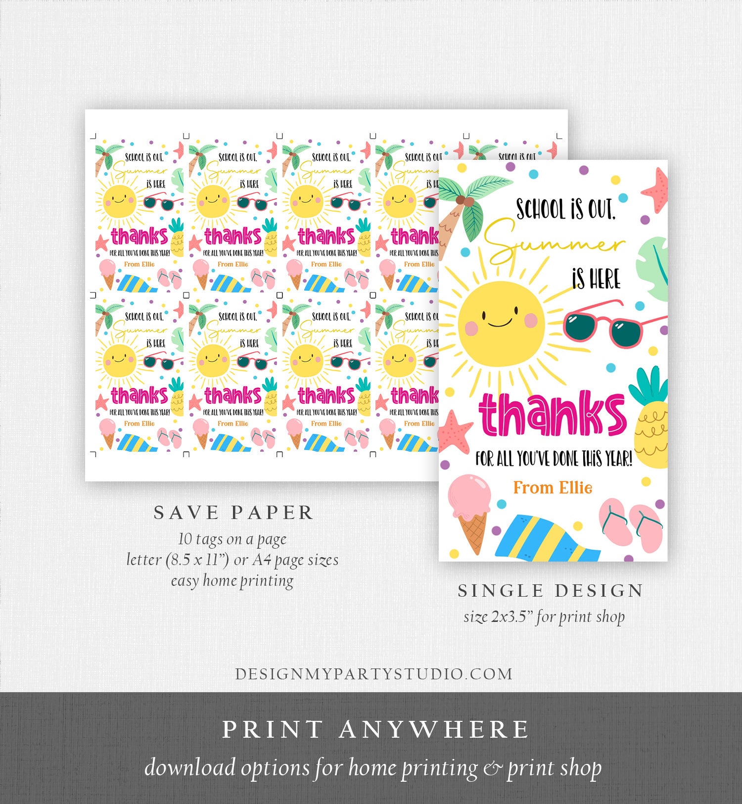 Editable Teacher Appreciation Gift Tags Sunshine Thank You Tag School ...