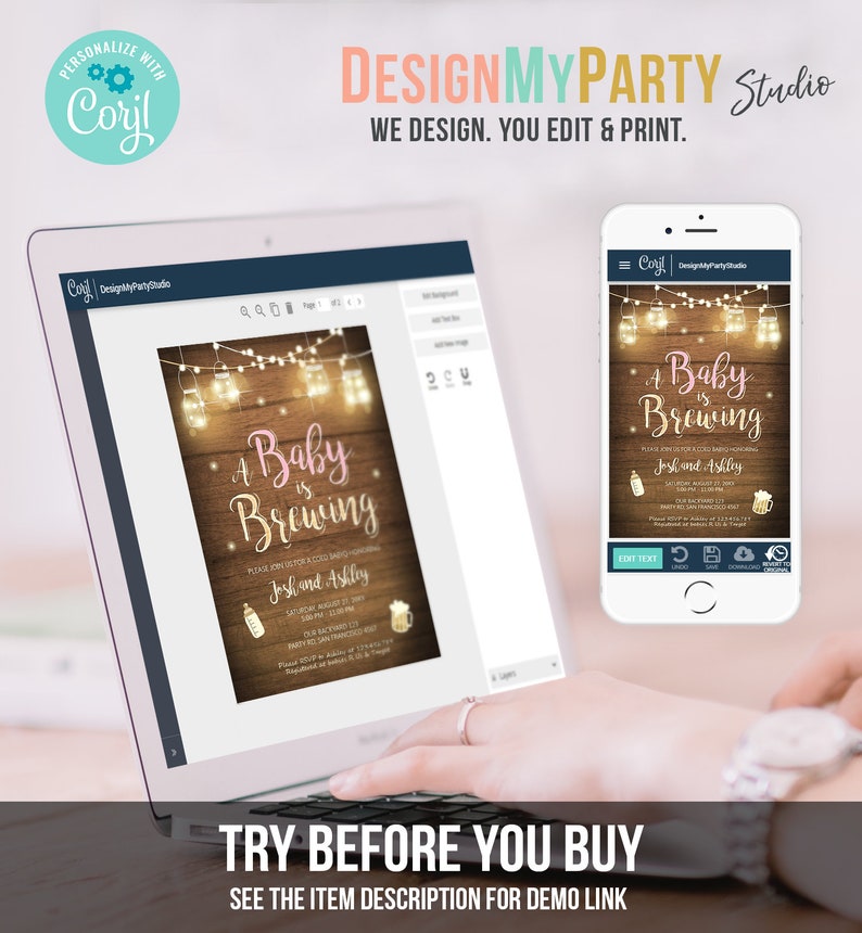 Editable A Baby is Brewing Invitation Bottle and Beers Baby Shower BaByQ BBQ Coed Couples Shower Girl Download Printable Template Corjl 0015 image 6