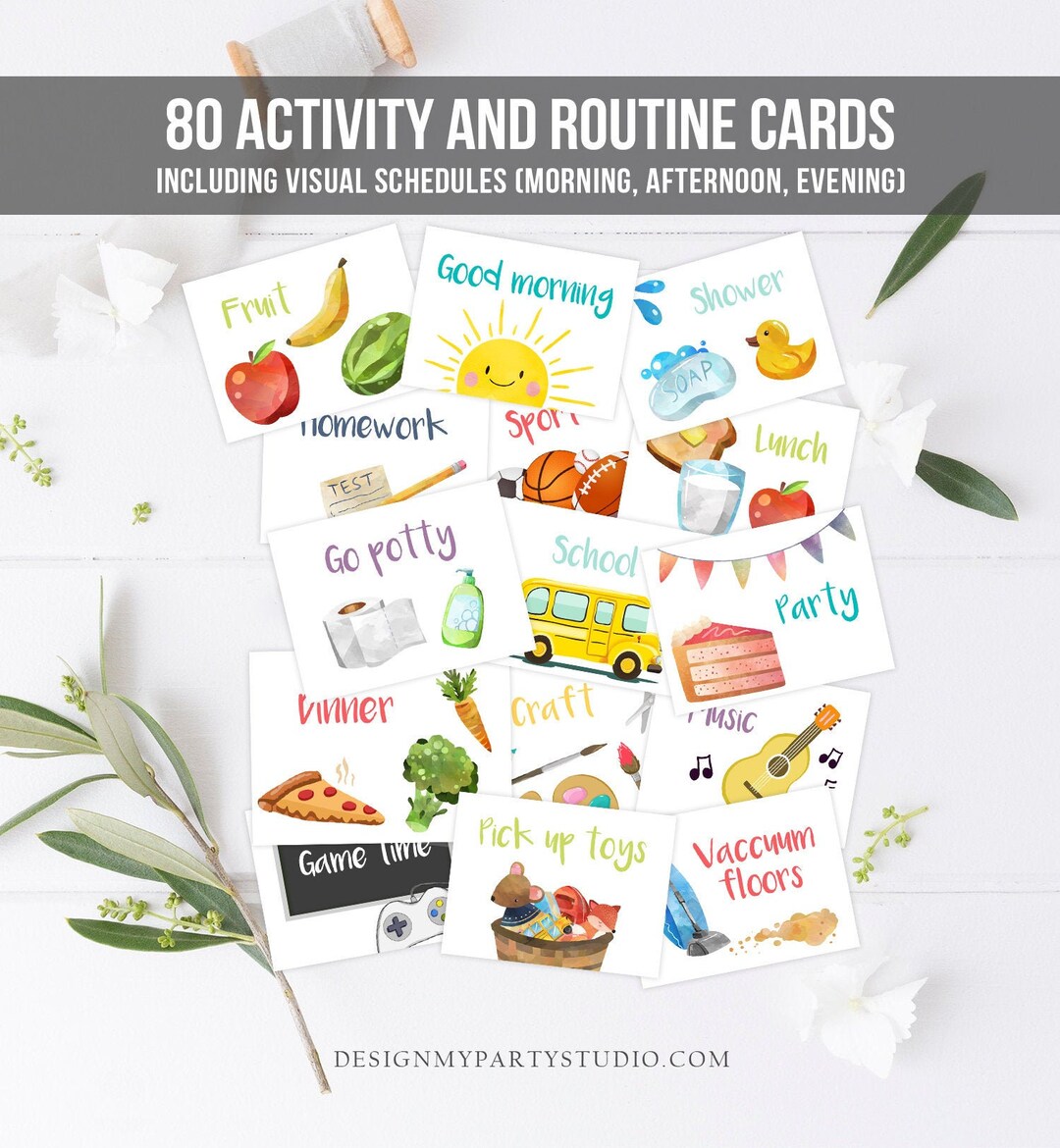 Buy Visual Schedule Kids Daily Routine Chart 80 Cards Chores Online in ...