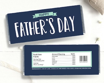 Happy Fathers Day Candy Bar Wrappers Printable Fathers Day Gift Father's Day Gift for Dad Chocolate Bar Instant Download DIGITAL PRINTABLE