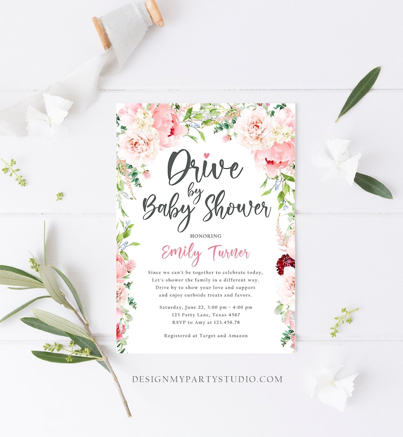 Editable Drive by Baby Shower Invitation Drive Through Social Etsy