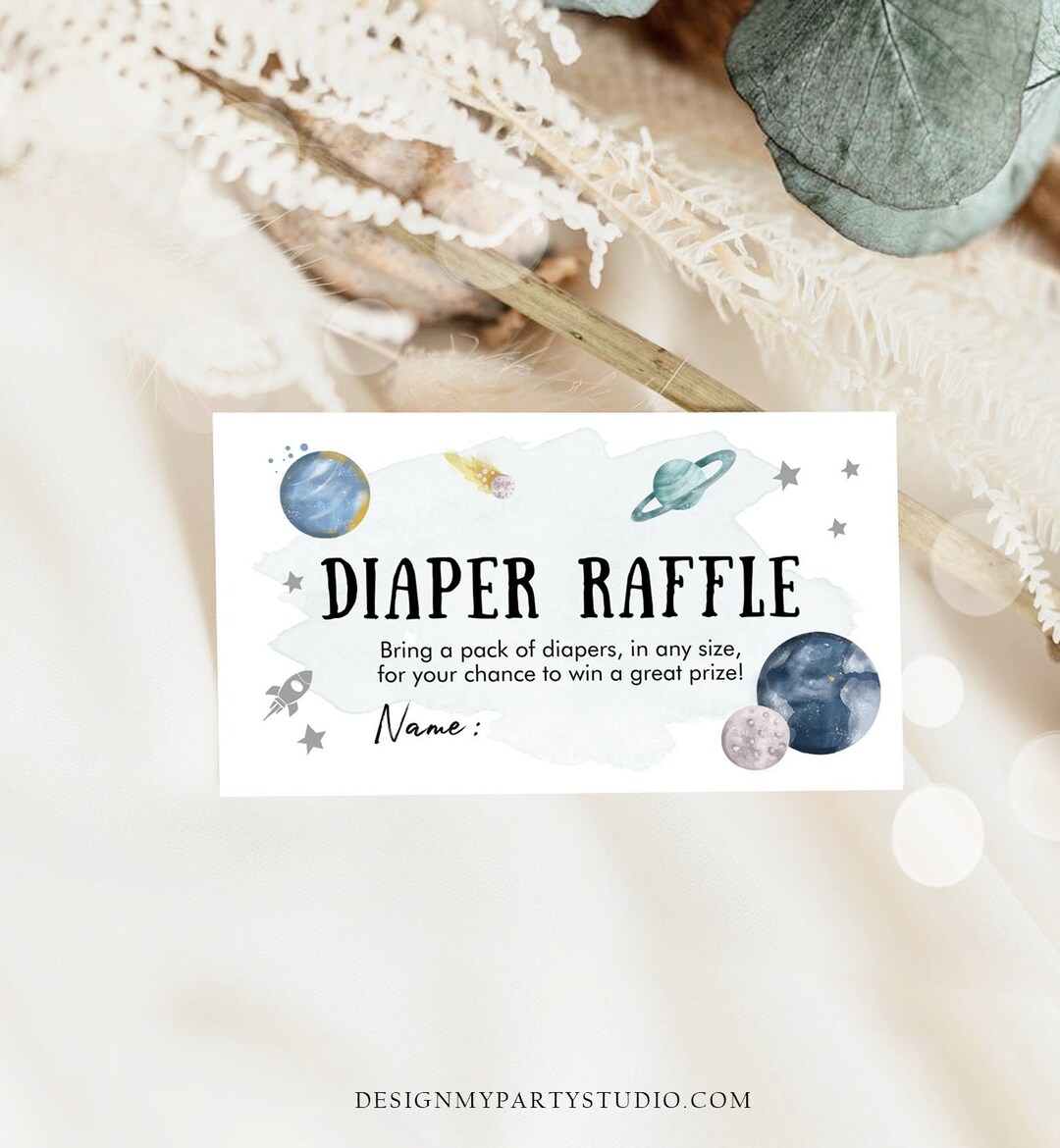 Editable Outer Space Diaper Raffle Ticket Space Baby Shower Planets ...