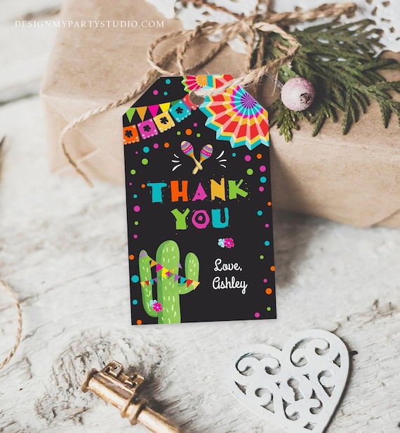 Editable Cactus Fiesta Favor Tags Fiesta Thank You Tags Mexican Muchas ...