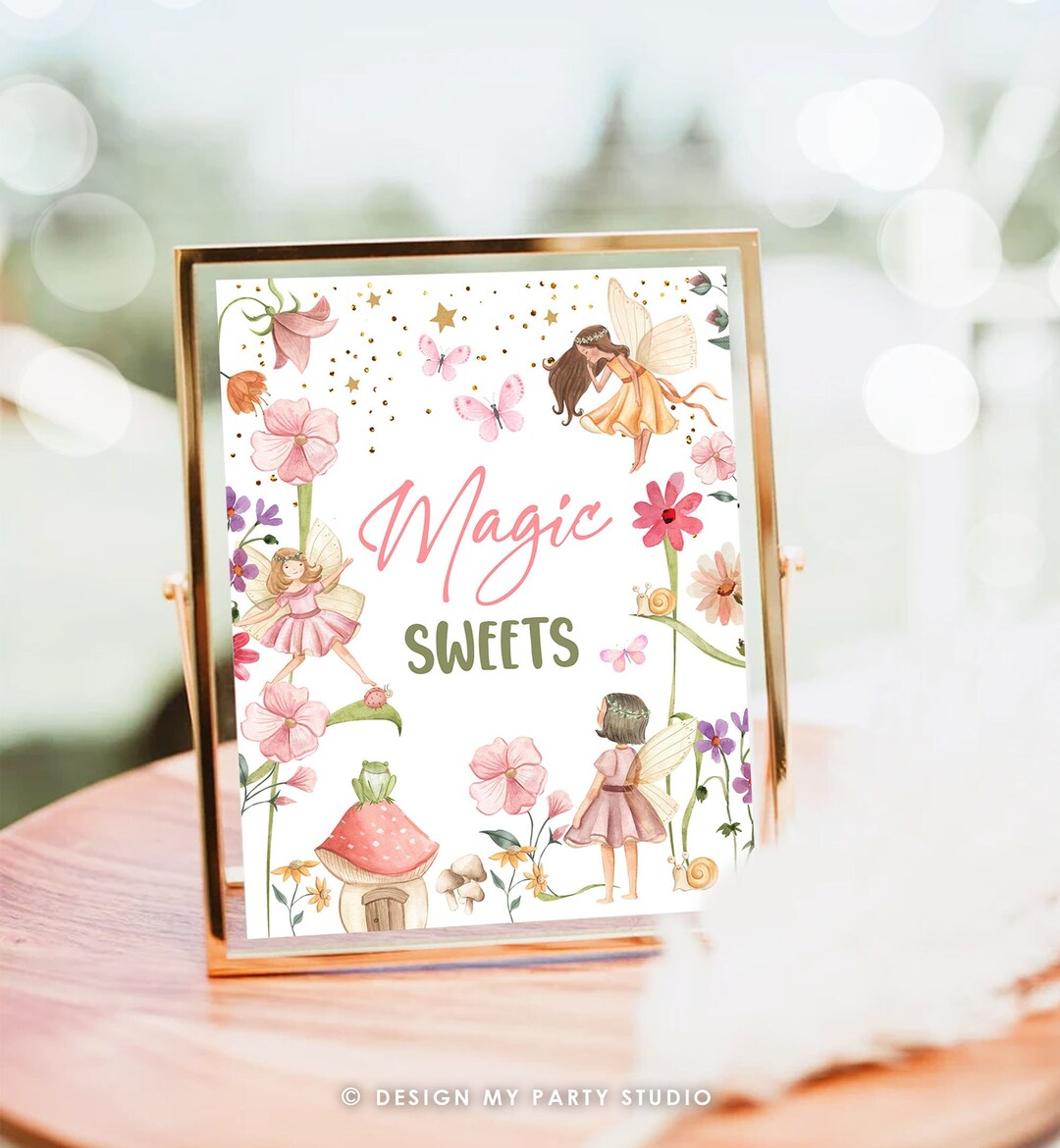 Magic Sweets Sign Fairy Birthday Sign Favors Table Decor Magical Fairy ...