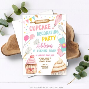 Editable Cupcake Decorating Party Invitation Kids Cooking Birthday ...