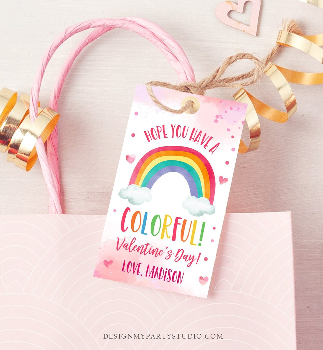 Editable Valentine Rainbow Favor Tag Thank You Over the Rainbow ...