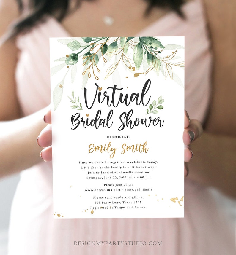 Editable Virtual Bridal Shower Invitation Drive by Through Etsy