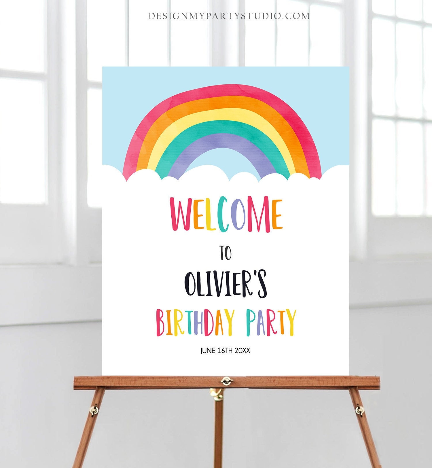 Editable Rainbow Welcome Sign Rainbow Birthday Party Sign Colorful ...