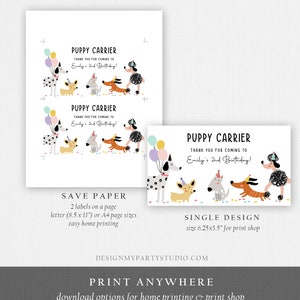 Editable Puppy Carrier Box Favor Label Puppy Birthday Favor Box Label Boy Girl Adopt a Puppy Pet Pawty Digital Download Printable Corjl 0429 image 5