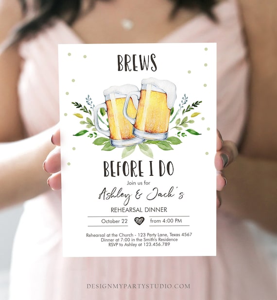 Editable Brews Before I Do Invitation Rehearsal Dinner Invitation Rustic Greenery Couples Shower Download Printable Template Corjl 0190 Il_570xn