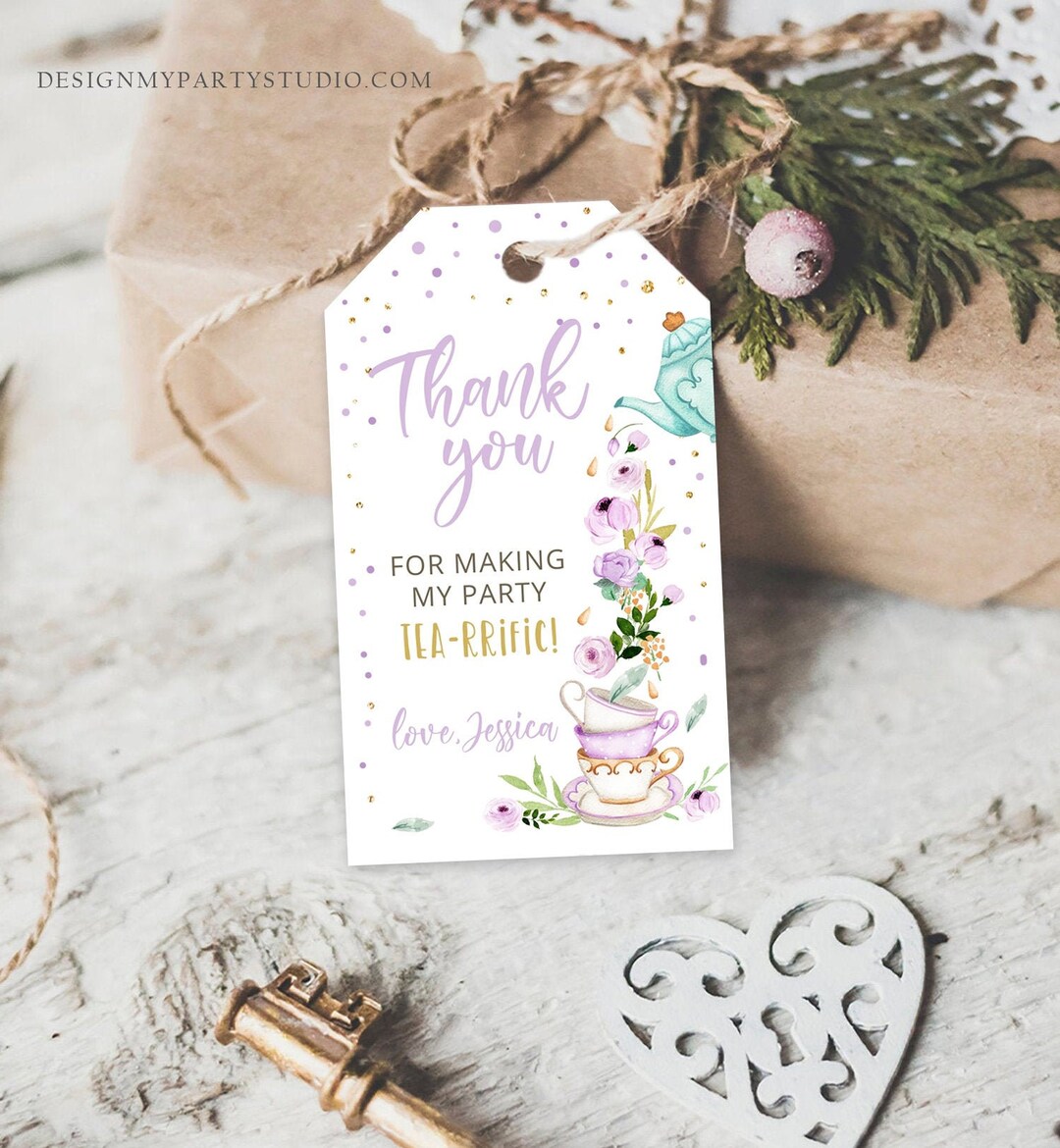 Editable Tea for Two Favor Tags Tea Birthday Thank You Tags Tearrific
