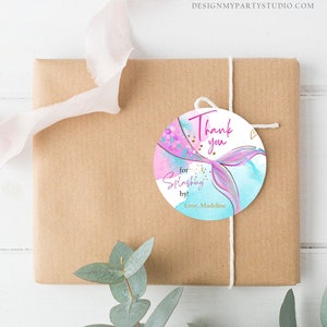 Editable Mermaid Birthday Favor Tags Under the Sea Thank You Tag ...