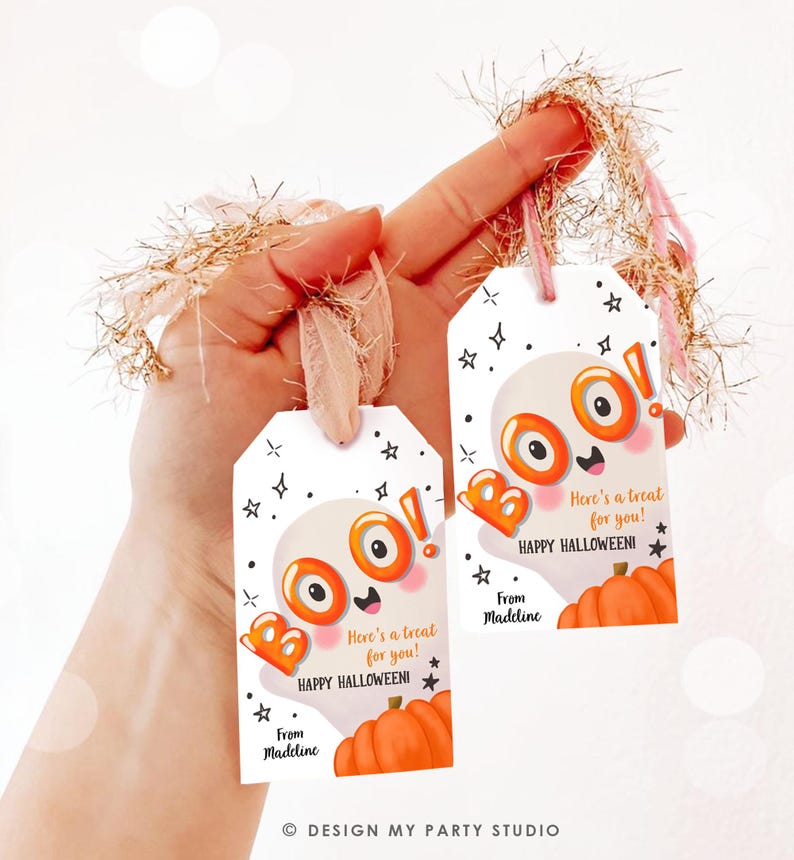 Editable Halloween Favor Tags Boo Gift Tag Costume Party Trick or Treat ...