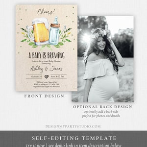 Editable A Baby is Brewing Invitation Bottle and Beers Baby Shower Cheers Coed Couples Shower Download Printable Template Corjl 0190 image 5