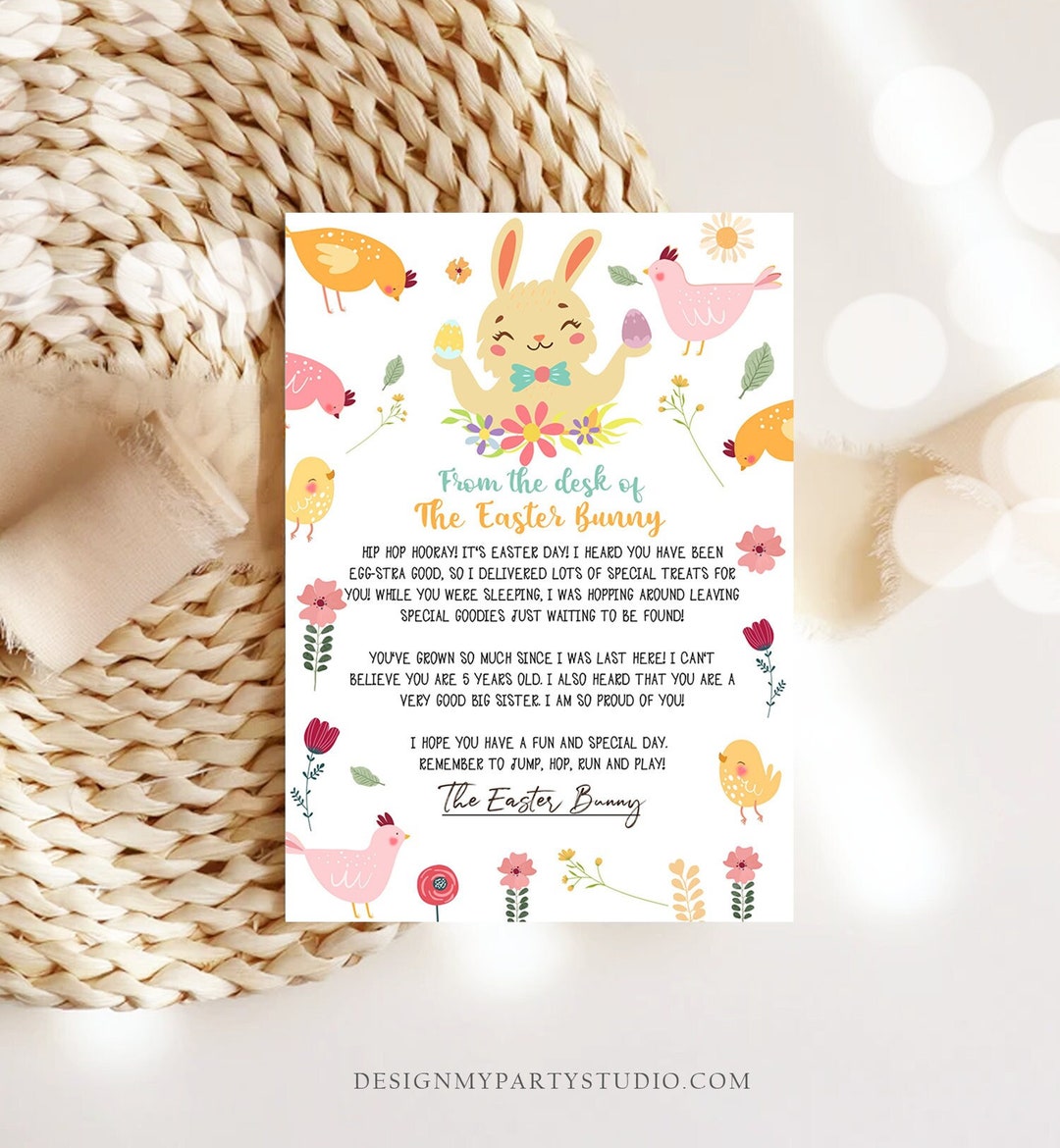 Editable Easter Bunny Letter Return Letter From the Desk of Easter ...