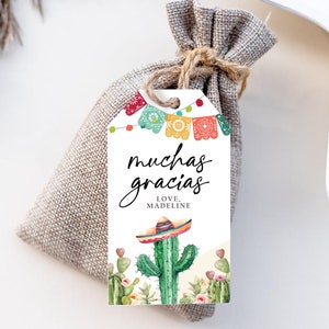 Editable Cactus Fiesta Favor Tags Fiesta Thank You Tags Mexican Muchas Gracias Bridal Shower Succulent Couples Shower Corjl Template 0404 image 3