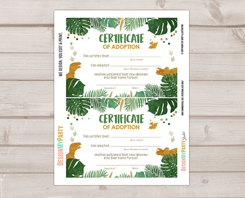 dinosaur-adoption-certificate-dinosaur-adoption-dinosaur-etsy