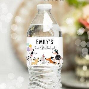 Editable Dog Water Bottle Labels Dog Birthday Puppy Party Doggy Pet Vet ...