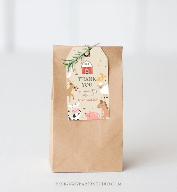 Editable Farm Favor Tags Tags Boy Farm Birthday Thank you tags Barnyard ...