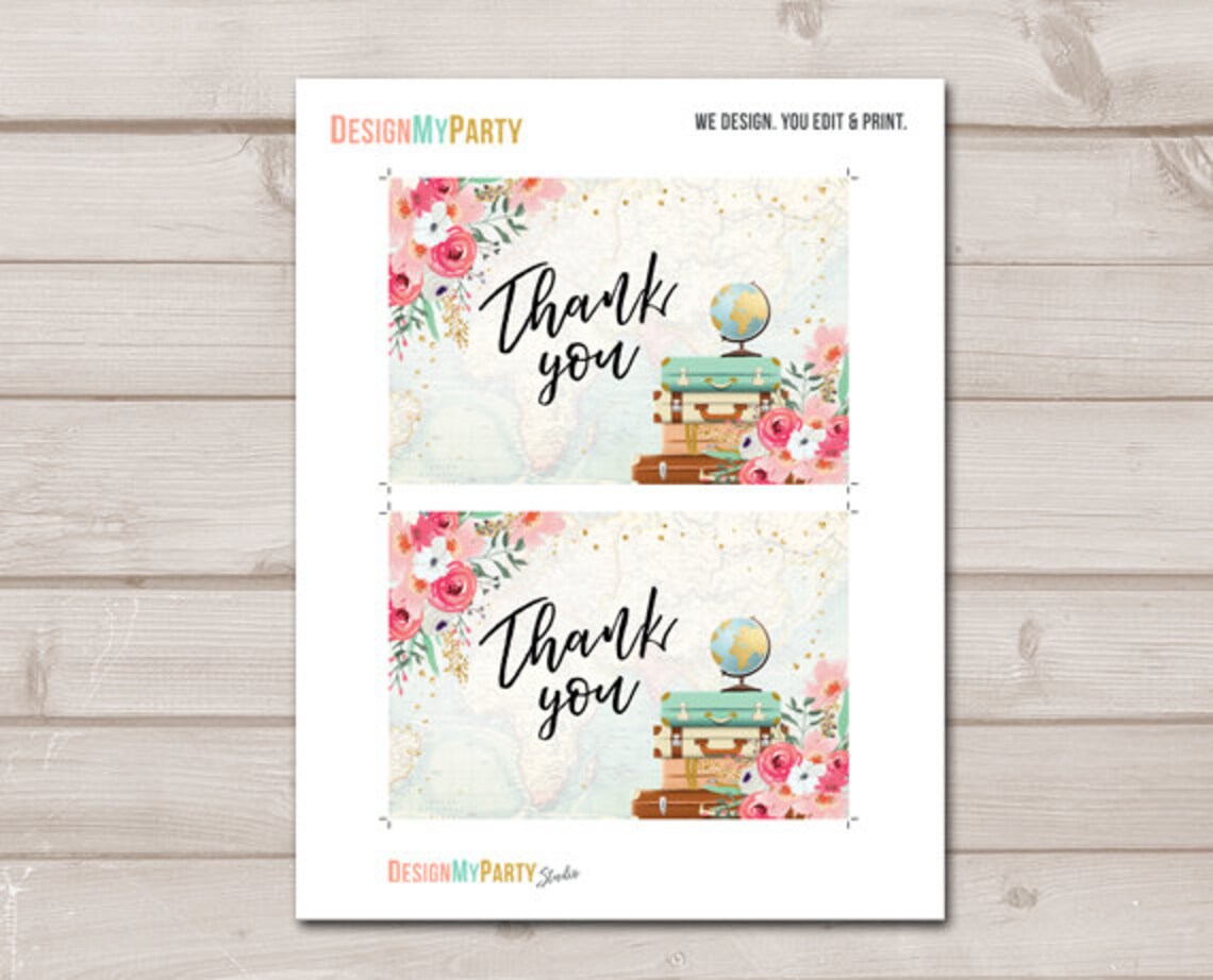 Travel Thank You Card Adventure Thank You Note 4x6 Miss Etsy