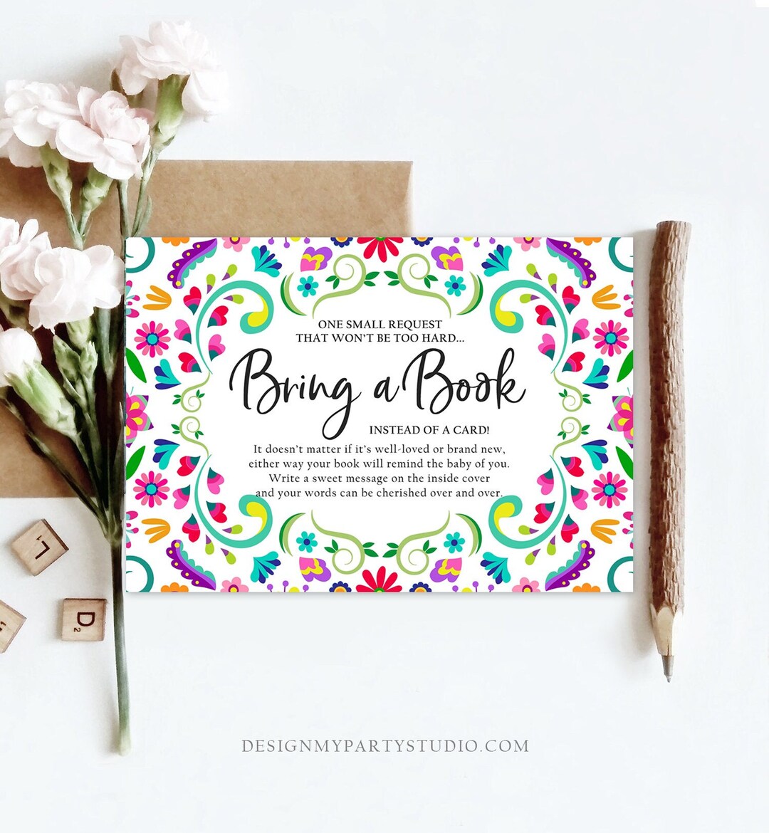Editable Bring a Book Card Baby Shower Cactus Fiesta Taco Bout a Baby