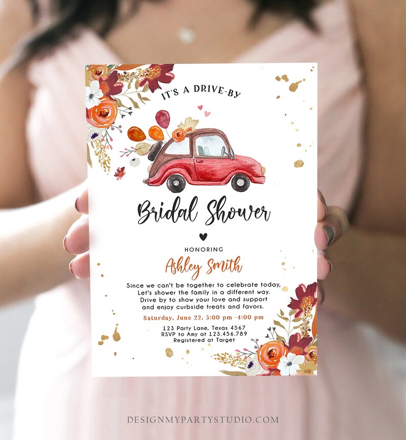Editable Fall Drive by Bridal Shower Invitation Couples Shower Etsy