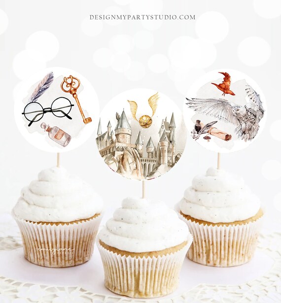 Wizard Cupcake Toppers Wizard Favor Tags Wizard Birthday Party Decor Gender Neutral Rustic Magic Baby Shower Download Digital PRINTABLE 0440 Il_570xn