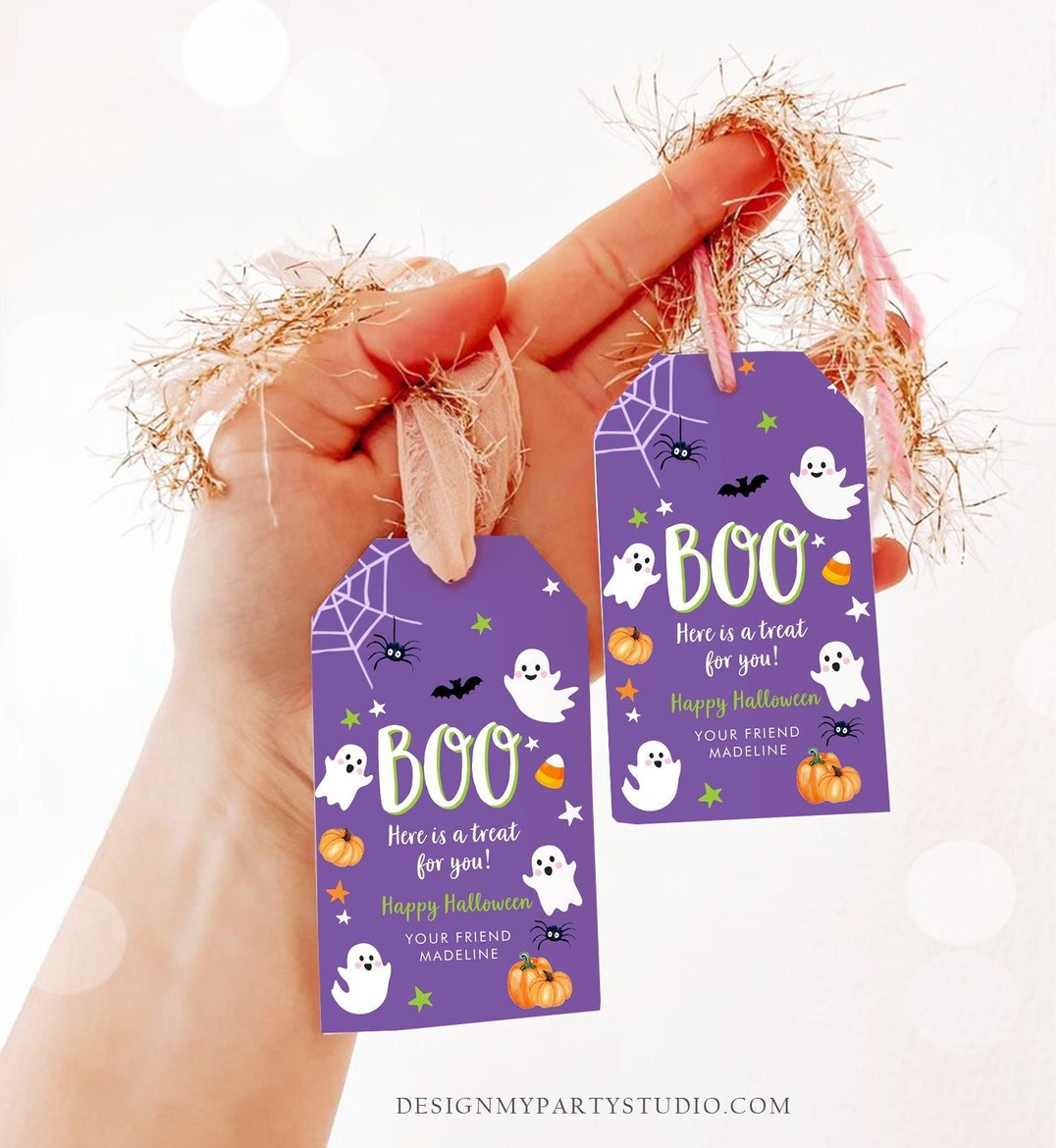 Editable Halloween Favor Tag Boo Gift Tags Costume Party Trick or Treat ...