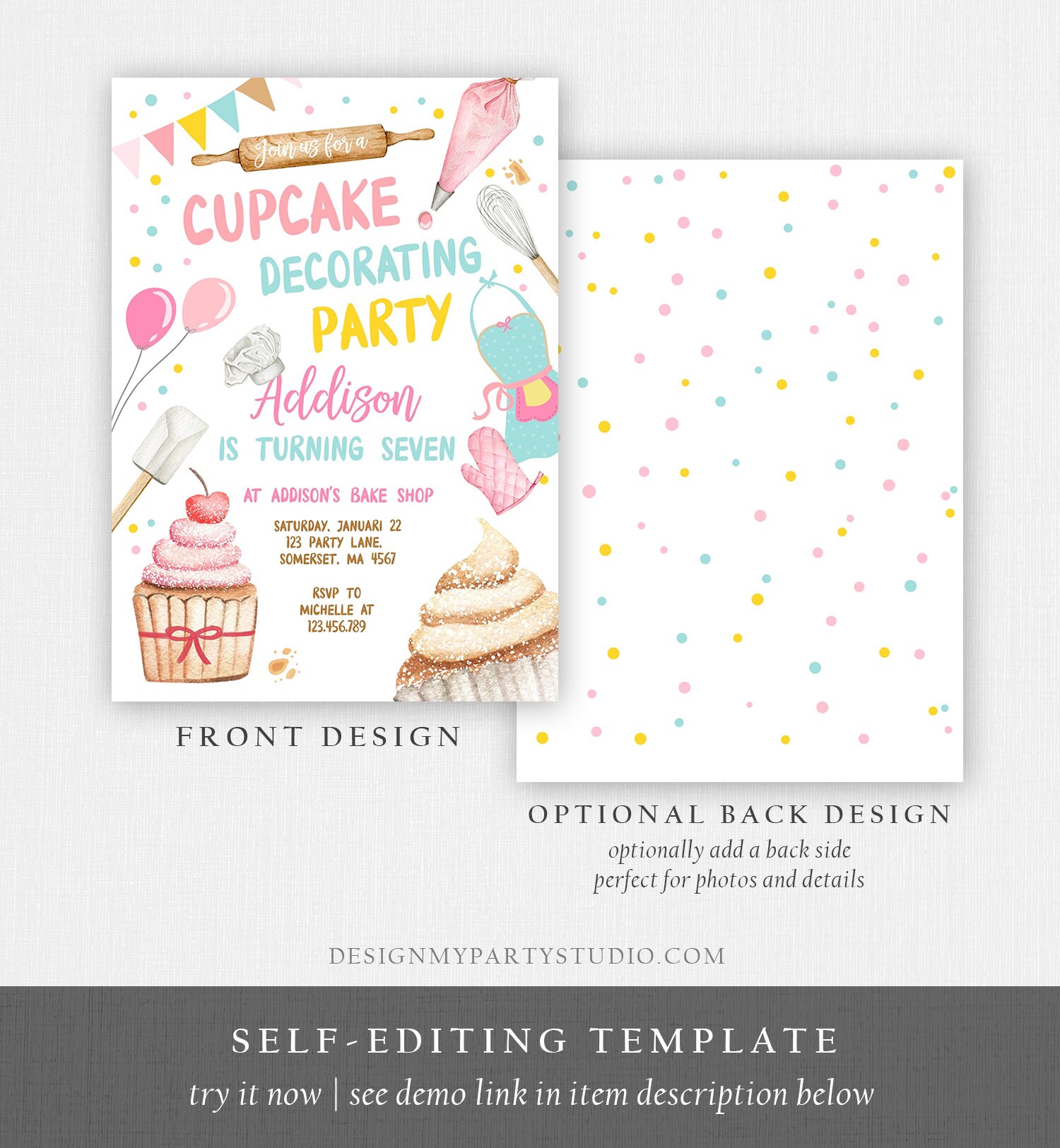 Editable Cupcake Decorating Party Invitation Kids Cooking - Etsy