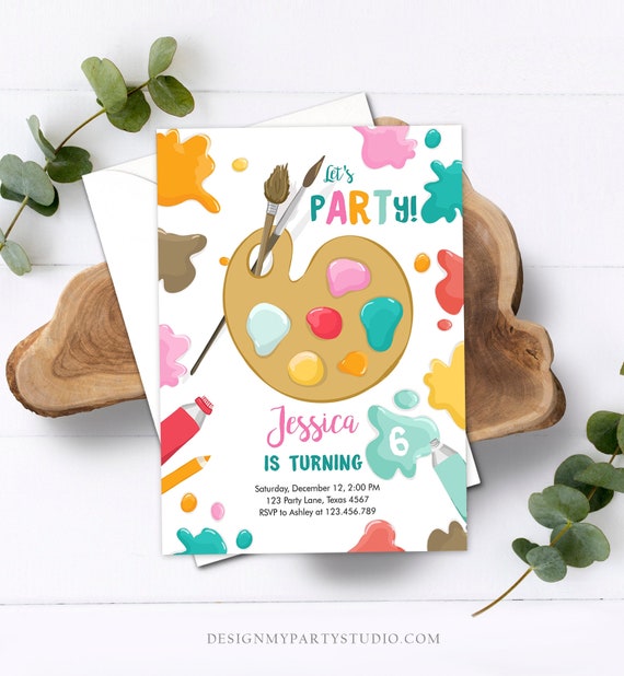 Editable Painting Party Invitation Art Party Birthday Invite Girl Pink Paint Craft Party Download Printable Template Digital Corjl 0319 Il_570xn