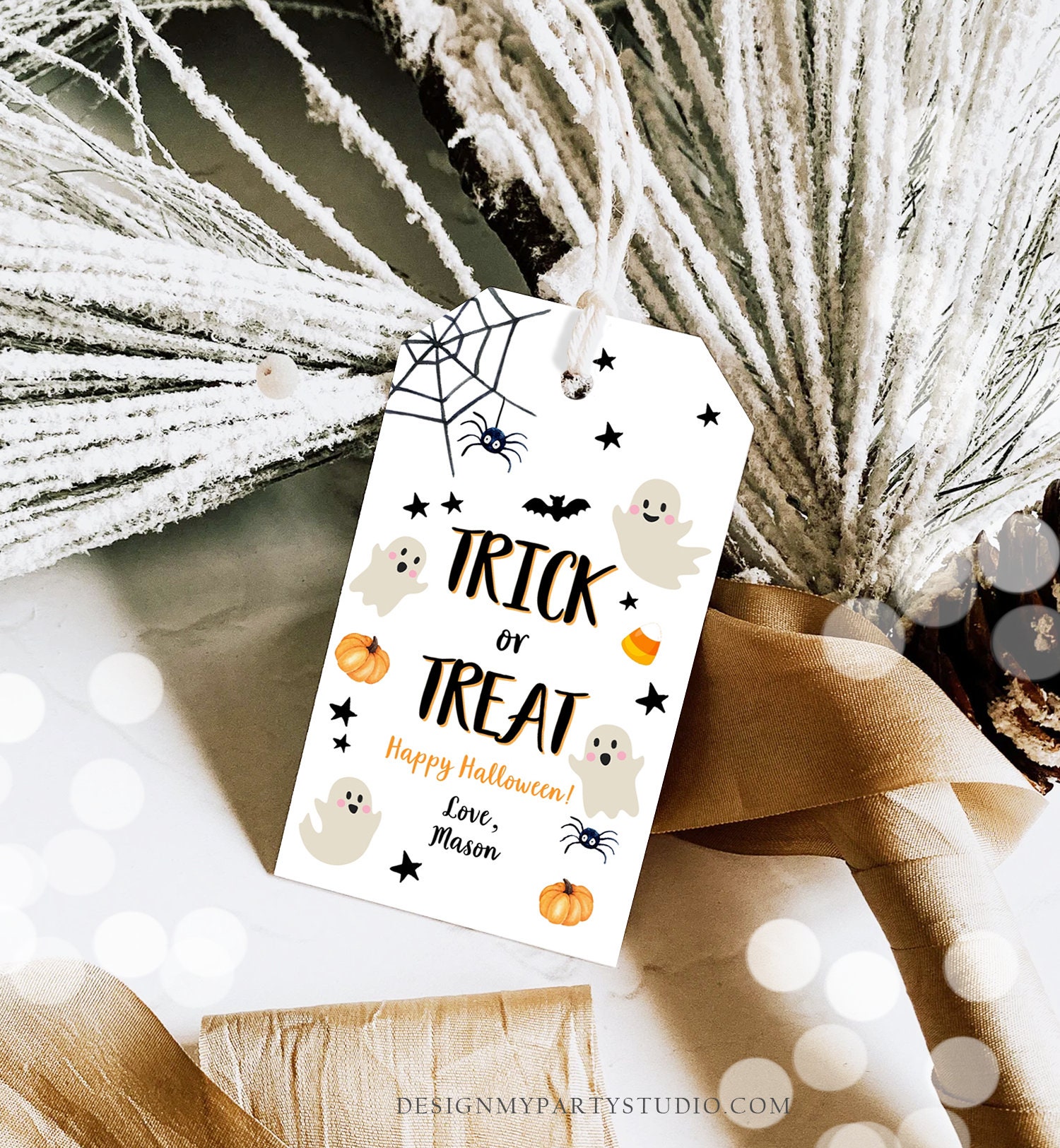 Editable Halloween Birthday Thank You Favor Tags Costume Party Trick or ...