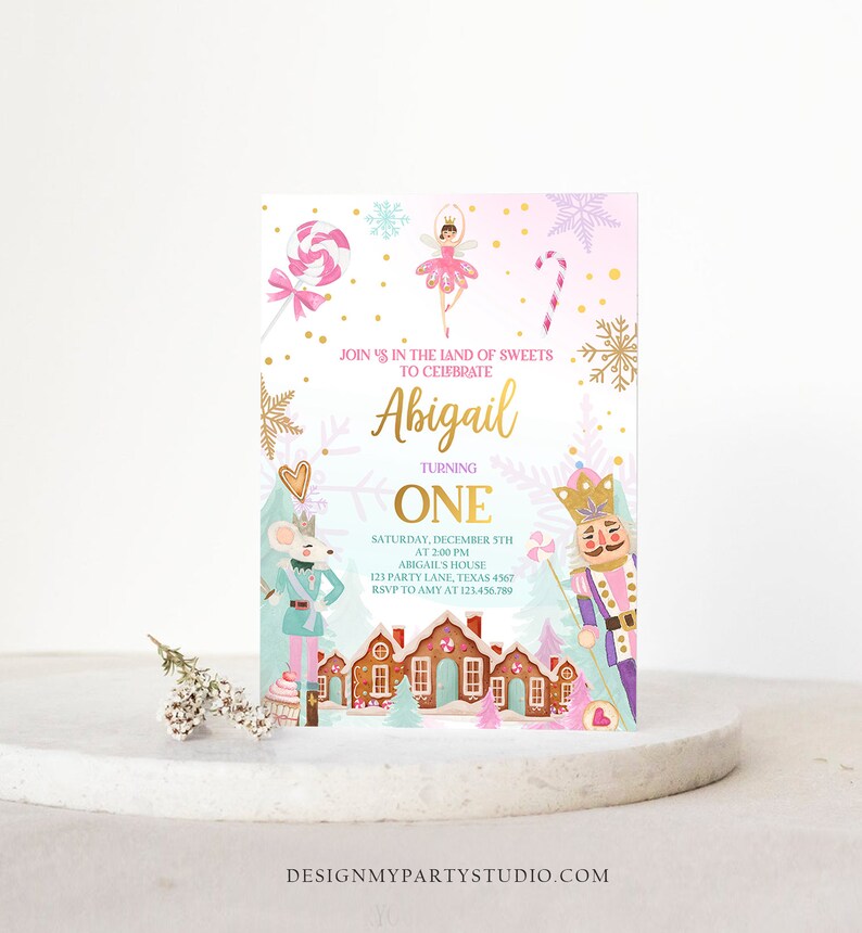 Editable Nutcracker Birthday Invitation Girl Land of Sweets Etsy