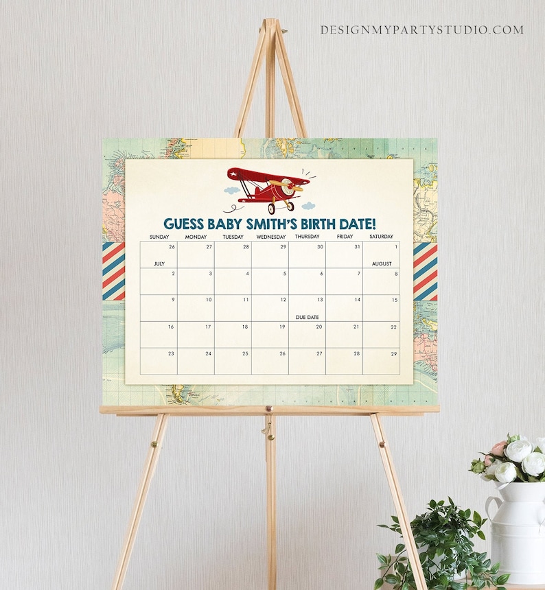 Editable Guess the Birth Date Baby Shower Game Guess Birthday - Etsy